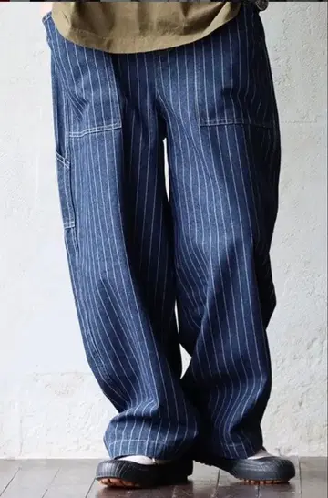 새상품 와이드 데님 팬츠 히코리 루즈핏