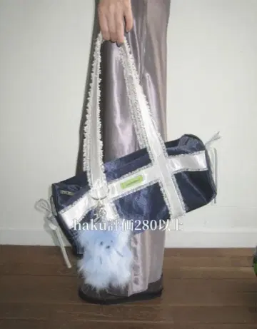 LouLouSeoul 네이비 스트라이프 보스턴 백