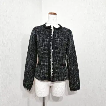 due sei 트위드 노카라 자켓 (11) 프린지 블랙 포멀