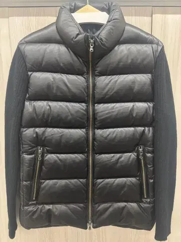 하이스트릿 High street 니트 암 다운 베스트 천연 가죽 가죽