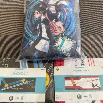 미개봉 제일복권 소드 아트 온라인 쿠션 타월 세트