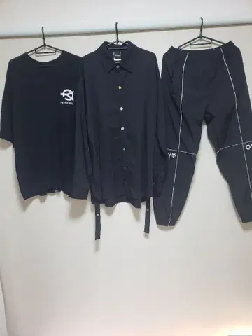 OY 블랙 티셔츠 셔츠 팬츠 세트