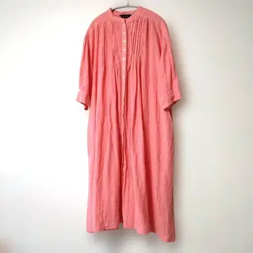 핸즈 오브 크리에이션 린넨 핑크 셔츠 원피스