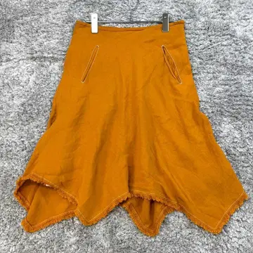 휠라쥬 [ 40 ] 주황 마 혼방 비대칭 스커트 프린지 봄/가을