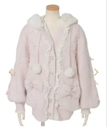 LIZLISA 토끼 귀 코트 페더 니트 후드티