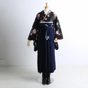 졸업 하카마 니샤쿠소데 기모노 단품 블랙 계열 기성복