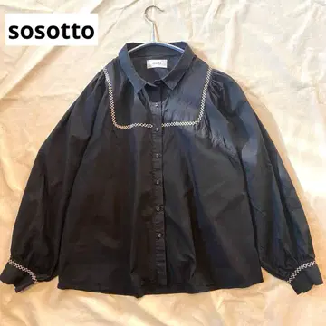 sosotto 소소토 코튼 자수 블라우스 블랙 원사이즈