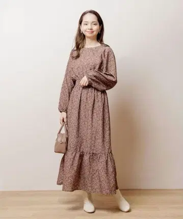 flower 부케 원피스 브라운