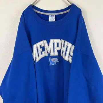 USA 구제 의류 Russell 러셀 칼리지 맨투맨 파랑 자수