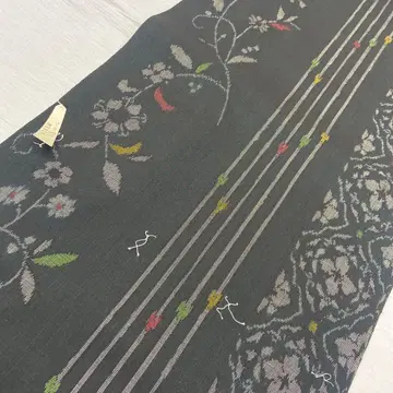6654 쇼잔 모직 옷감 흑먹색 꽃무늬