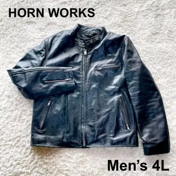 HORN WORKS 천연 가죽 라이더 자켓 4L 가죽 자켓 가죽 바이크