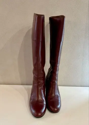 버건디 롱 부츠 힐 5cm