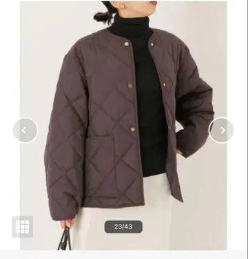 이에나 퀼팅 칼라리스 자켓 브라운 A 36