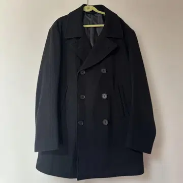 LACOSTE 블랙 울 피코트 더블 브레스트 52/5