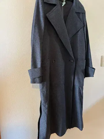 SACRA 블루 그레이 더블 브레스트 체스터 코트