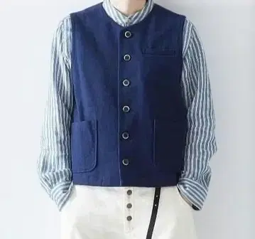 atelier naruse 플럭스 면마 개버딘 베스트