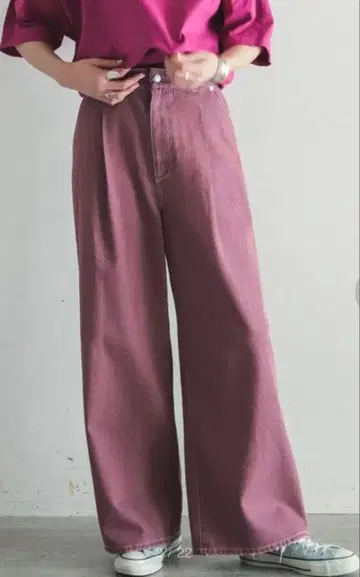 FIL DE FER  컬러 데님 와이드 팬츠