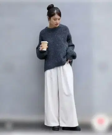 MONO-MART 믹스얀 볼륨 슬리브 크루넥 니트