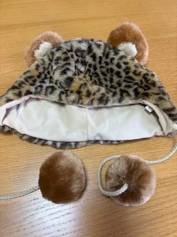 USJ 레오파드 무늬 퍼 모자 귀 포함