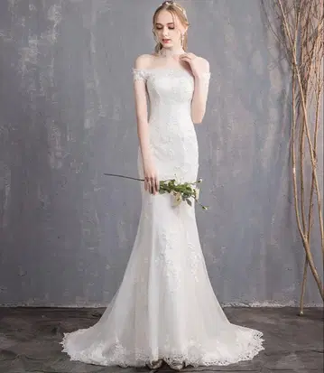 오프숄더 머메이드 웨딩 드레스