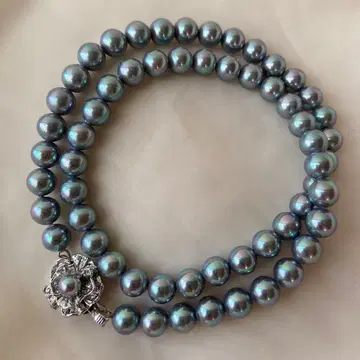 펄 목걸이 그레이 계열 5mm silver925 실버 관혼상제