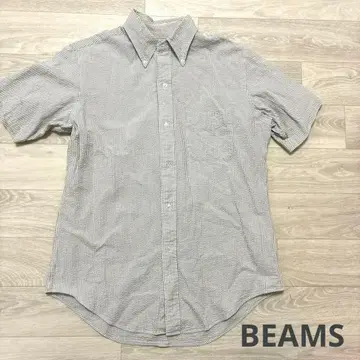 BEAMS 반팔 셔츠 M 스트라이프