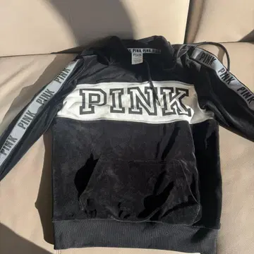 빅토리아 시크릿 핑크 후드티 XS 블랙/화이트