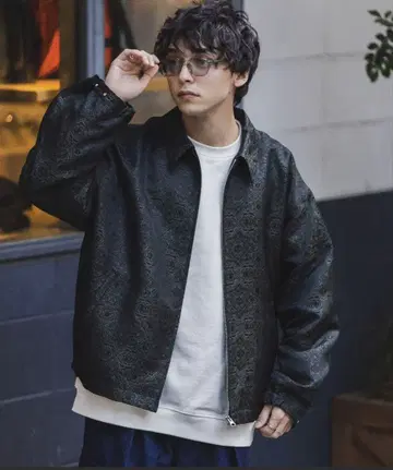 [ RAGEBLUE ] 패턴 자카드/지퍼 벌룬 블루종