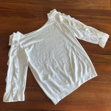 아나이 5부 니트 티셔츠 소매 프릴