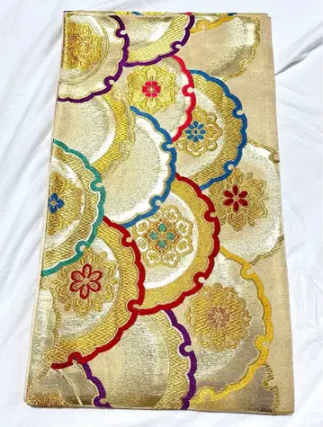 후쿠로 오비 성인식 호몬기 츠케사게 골드 컬러 골드 눈꽃 무늬