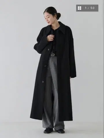 crewre 리버 롱 스텐카라 코트 블랙 사이즈 2