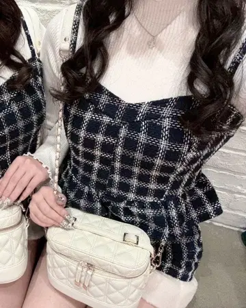 Ciel 체크 무늬 트위드 셋업