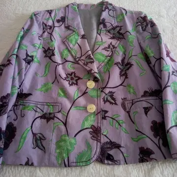 별주 제작 자바 사라사 빈티지 원단 꽃무늬 연보라색 테일러드 자켓