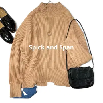 Spick & Span 하이넥 니트 코튼 블렌드 베이지