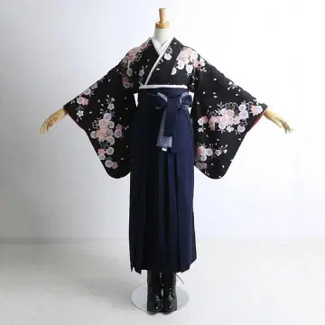 졸업 하카마 니샤쿠소데 기모노 단품 블랙 계열 기성복 2823