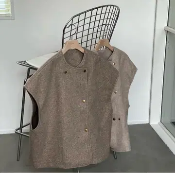 베이지 울 베스트 프리 사이즈