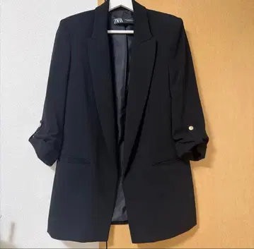 ZARA 롤업 슬리브 블레이저 테일러드 자켓 블랙