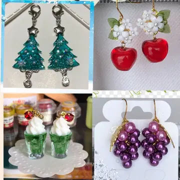 아유미님 Xmas 트리 사과 크림 소다 포도 마스크 참 귀걸이