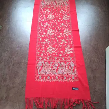 대형 캐시미어 100% 꽃무늬 자수 숄