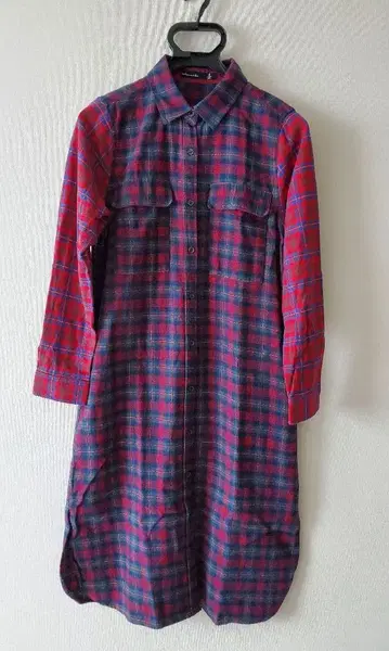 as know as de base 셔츠 원피스 긴팔 체크