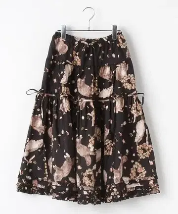 핑크하우스 플러피 키티즈 프린트 스커트 블랙