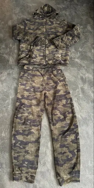 룸웨어 카모플라쥬 플리스 세트 파자마 L 사이즈 카모플라주