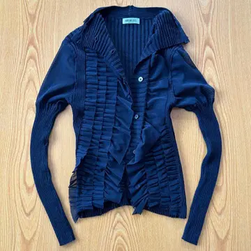 히로코비스 블랙 프릴 가디건 11호 리브 니트 시어 소매