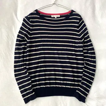 [] 스웨터 보더 크루넥 얇은 소재 긴팔 울 혼방 38