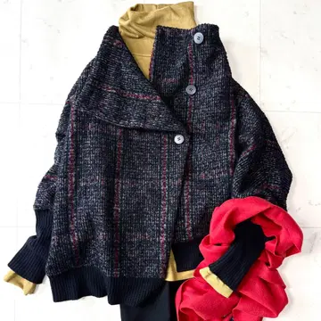 컨디션 최상 센소유니코 메후 니트 절개 비대칭 변형 디자인 코트