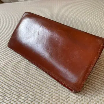 GANZO 브라운 가죽 장지갑 유광