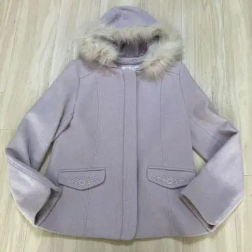 페루 꽃 자수 퍼플 코트 M