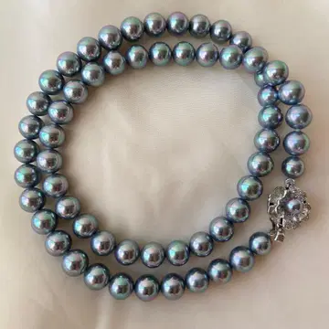 펄 목걸이 그레이 계열 6mm silver925 실버 관혼상제