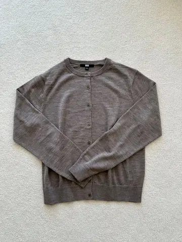 유니클로/메리노 크루넥 가디건 BROWN