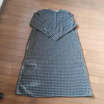 체크 무늬 롱 셔츠 원피스